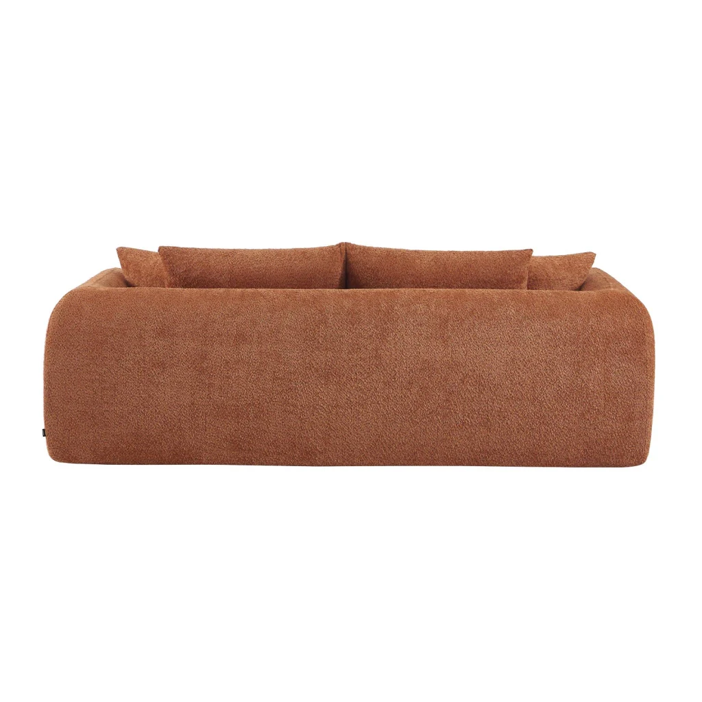 Divano letto in bouclé testurizzato, 3 posti, terracotta - Image 7