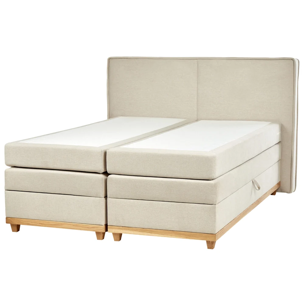 Divano letto king size UE con contenitore 160 x 200 cm Rivestimento beige con materasso a molle Bonell - Image 2