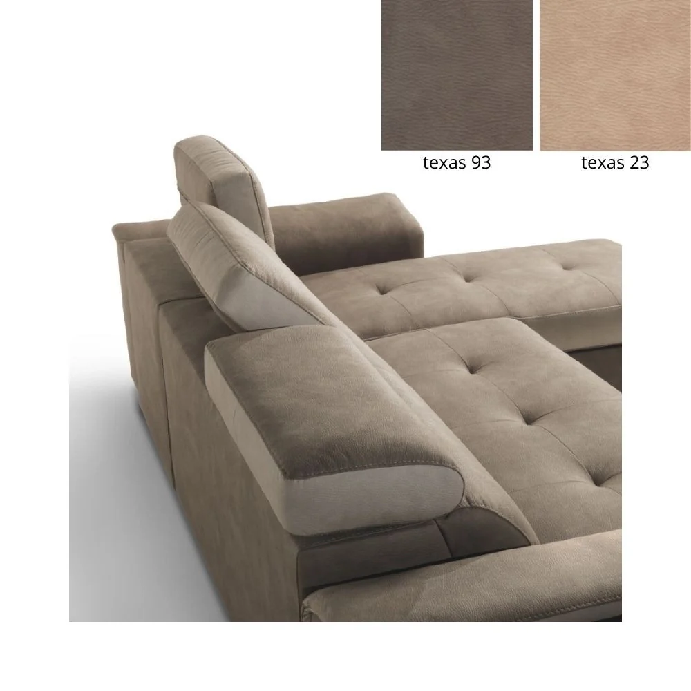 Divano letto Symposio con penisola marrone beige - Image 4