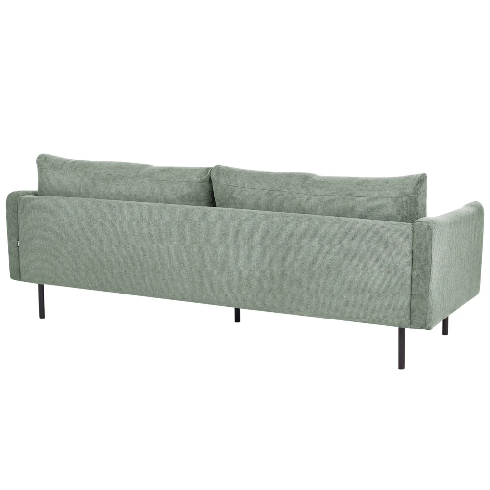 Divano moderno a 3 posti in tessuto di ciniglia verde chiaro sedile imbottito gambe nere Stile Retrò Moderno - Image 3