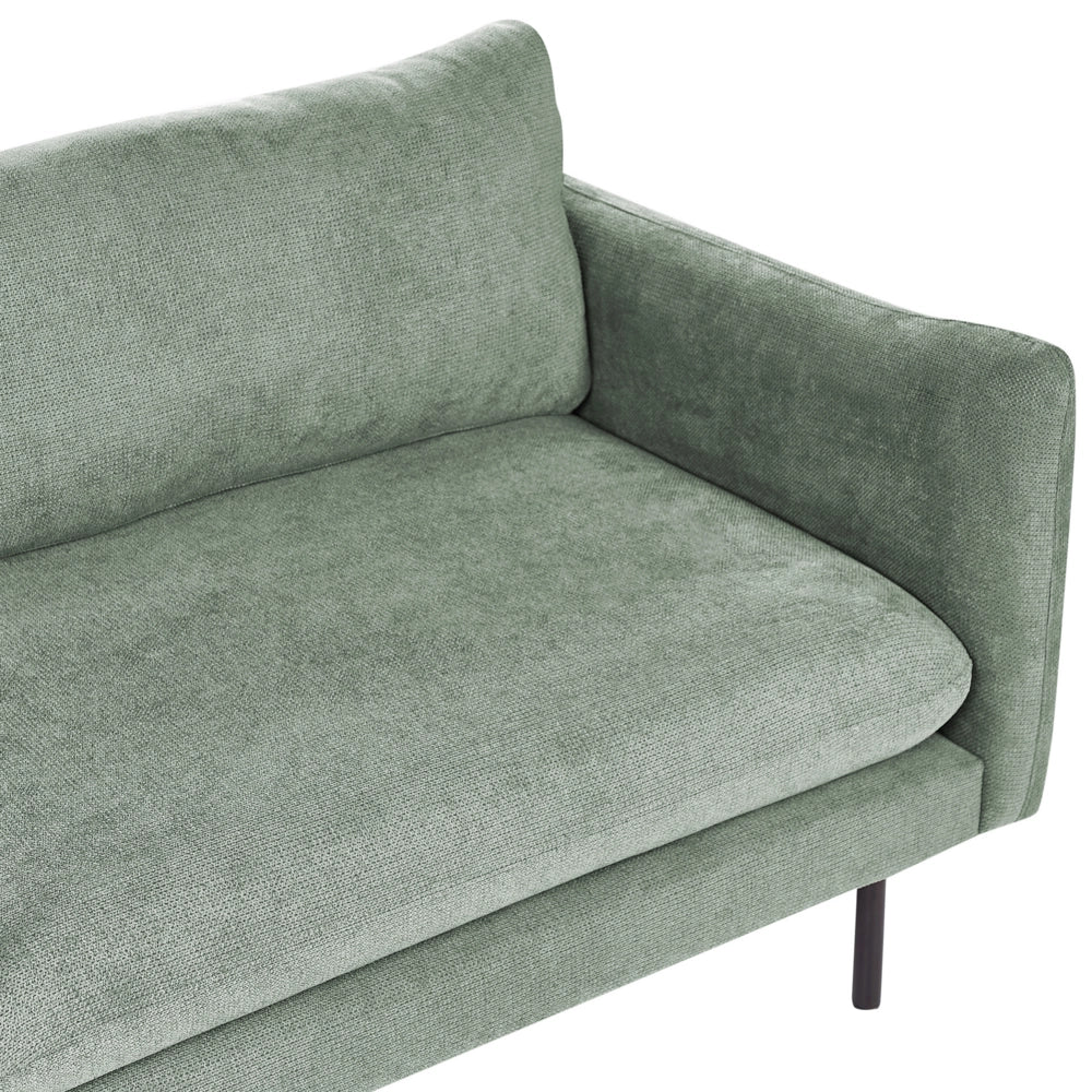 Divano moderno a 3 posti in tessuto di ciniglia verde chiaro sedile imbottito gambe nere Stile Retrò Moderno - Image 6