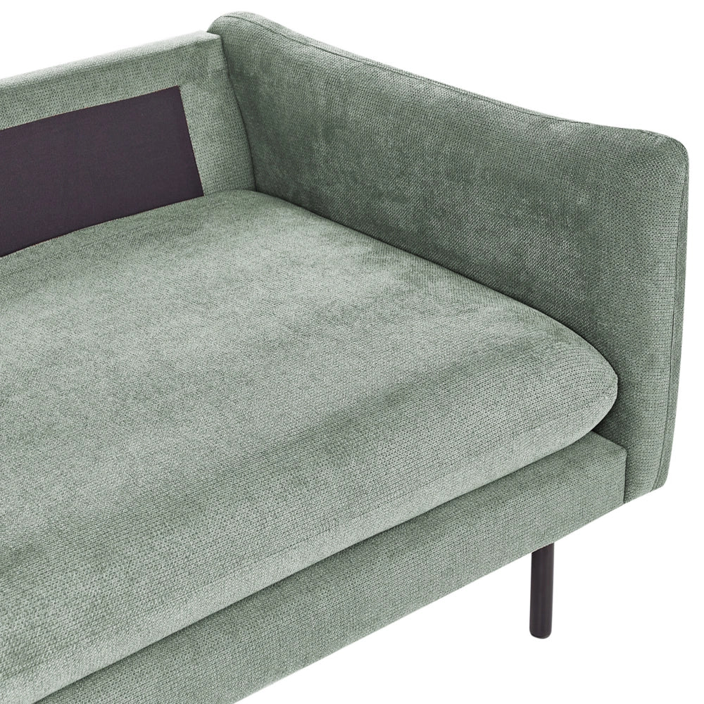 Divano moderno a 3 posti in tessuto di ciniglia verde chiaro sedile imbottito gambe nere Stile Retrò Moderno - Image 7