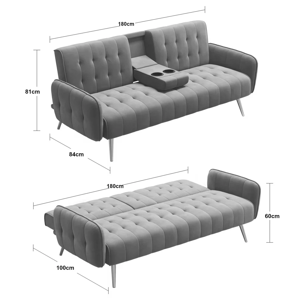 DIVANO NEW 196X81XH78CM GRIGIO IN TESSUTO - Image 3