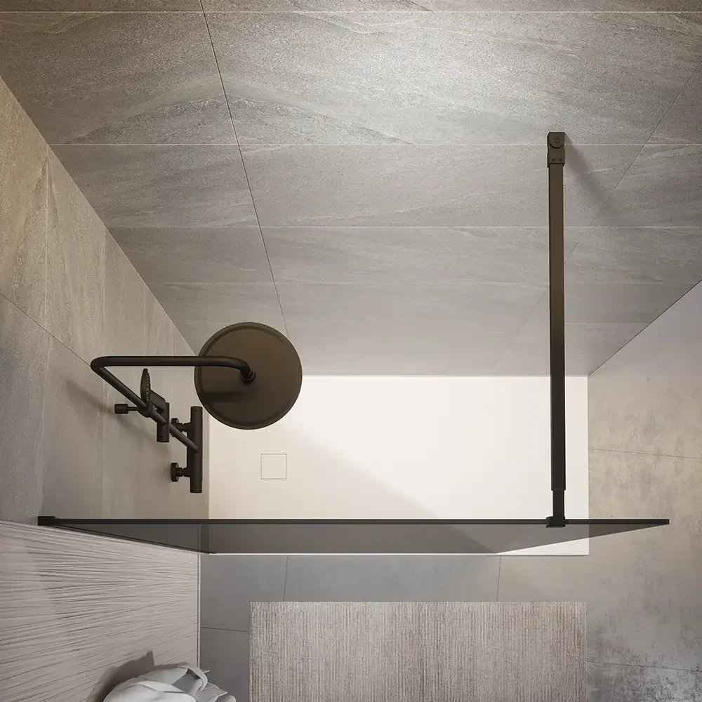 Doccia walk-in 100cm vetro temperato fumé 10mm fumé profili neri | Naxos - Image 4