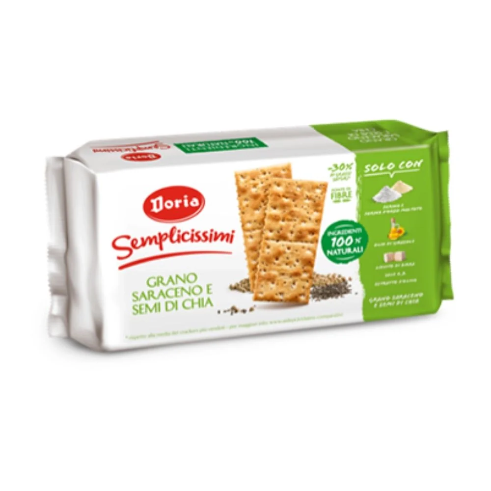 Doria crackers semplicissimi al grano saraceno e semi di chia in confezione da 245 gr