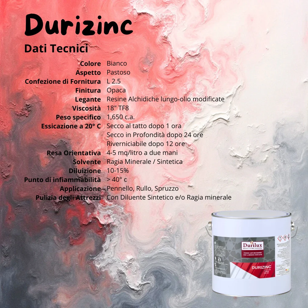 Durizinc fondo ancorante antiruggine lamiere zincate natura alchidica diluibile *** formato 2.5 lt, confezione 1 - Image 6