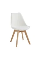 E-STYLO Sedia in polipropilene bianca con seduta imbottita e rivestita in similpelle, gambe in legno di faggio, 48.5cm X 52cm H. 82cm. - Image 6