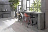 E-STYLO Sgabello da cucina in polipropilene bianco e gambe in metallo bianco con poggiapiedi, 47.5cm X 47cm H. 91.5cm. - Image 2