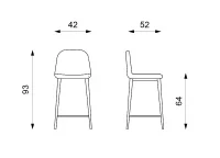 E-STYLO Sgabello in similpelle marrone con gambe in metallo antracite, imbottito, 50cm X 43cm H. 93cm. - Image 3