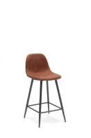 E-STYLO Sgabello in similpelle marrone con gambe in metallo antracite, imbottito, 50cm X 43cm H. 93cm. - Image 4