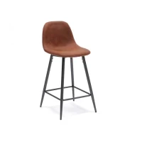 E-STYLO Sgabello in similpelle marrone con gambe in metallo antracite, imbottito, 50cm X 43cm H. 93cm. - Image 6