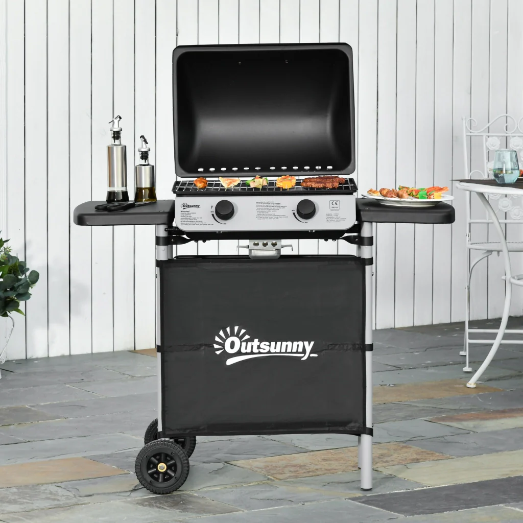 Easycomfort Barbecue a Gas con Coperchio, Bruciatori da 5.6kW, BBQ e Ruote, 104x49x99cm - Image 2