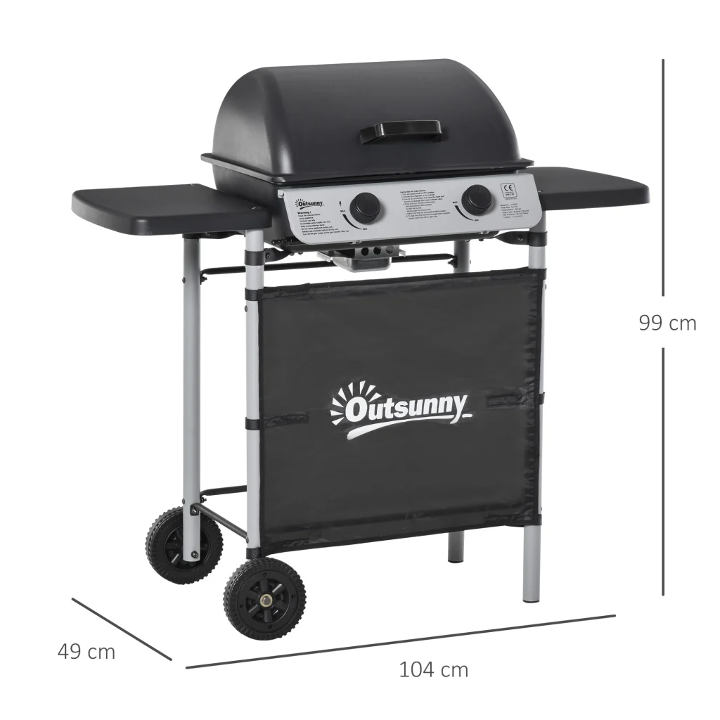 Easycomfort Barbecue a Gas con Coperchio, Bruciatori da 5.6kW, BBQ e Ruote, 104x49x99cm - Image 3