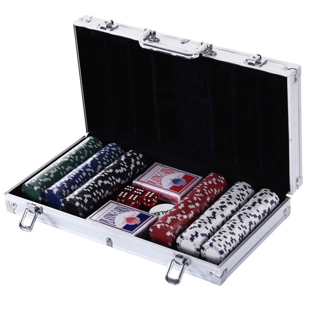 EasyComfort Valigetta Poker Professionale in Alluminio, Set Poker con 300 Fiches e 2 Mazzi per Texas hold'em e Blackjack