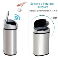 Elegante Bidone pattumiera In acciaio inox con sensore elettronico di apertura 30L - Image 5