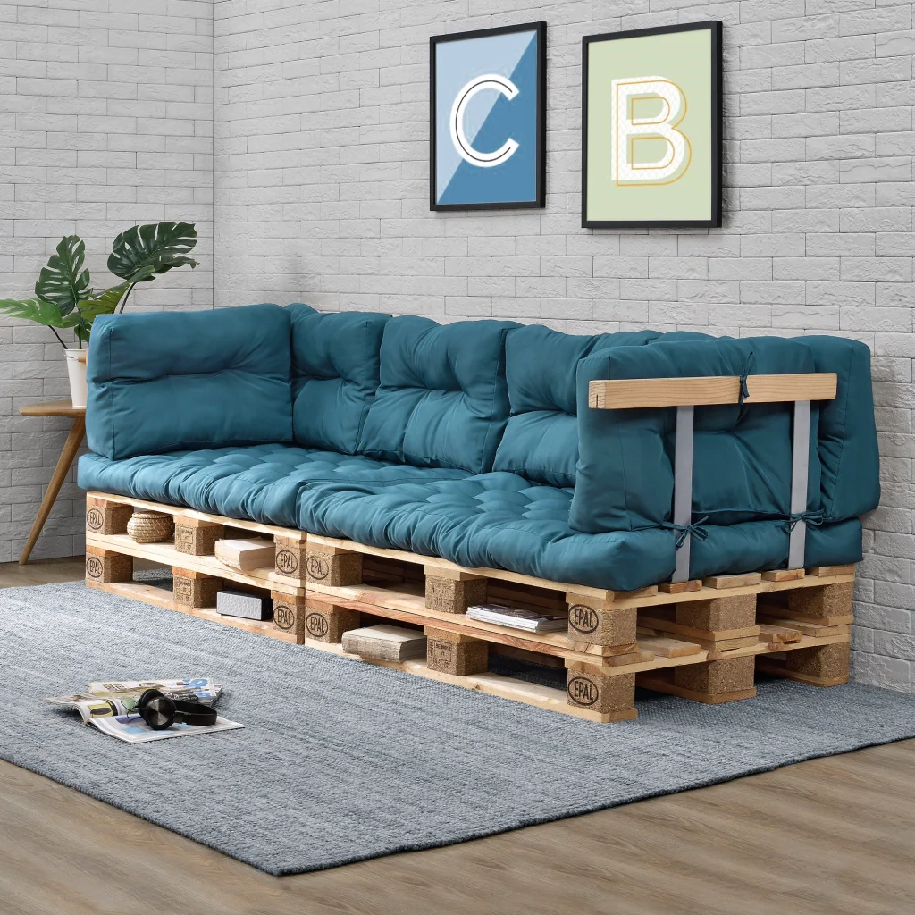 [en.casa] 1x Cuscino sedile per divano paletta euro  [turchese] cuscini per palette supporto In/Outdoor mobili imbottiti - Image 6