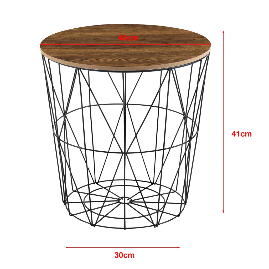 [en.casa] Set da 2 Tavolini a Forma di Cestello in 2 Misure Diverse con Piano Rimovibile Portaoggetti Pratico Multiuso - Rovere Antico - Image 2
