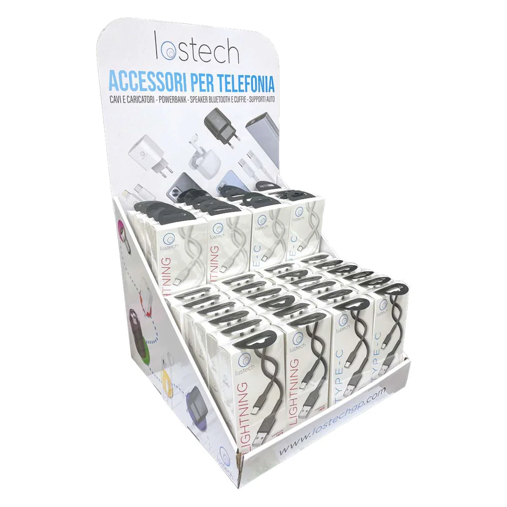 ESPOSITORE DA BANCO PER CAVI USB 48 pz - completo - LOSTECH