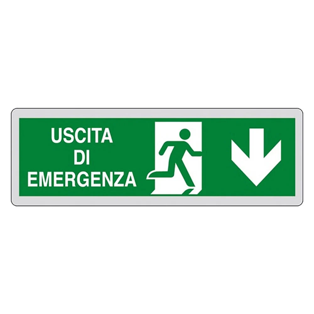 ETICHETTA SEGNALETICA USCITA EMERGENZA IN BASSO - EUROSIGNALS