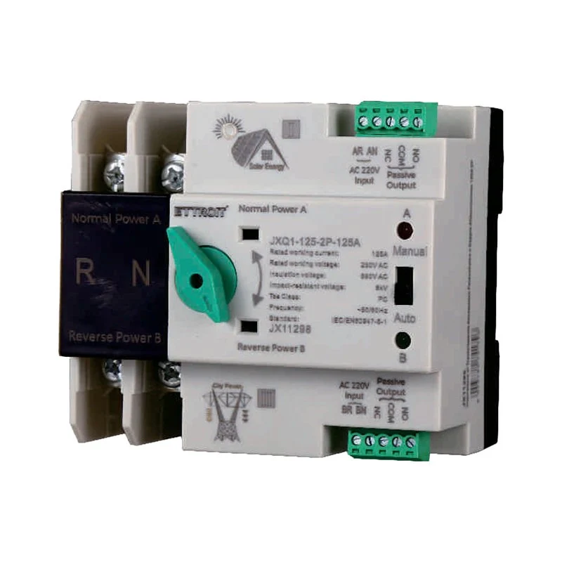 ATS Commutatore di Trasferimento Automatico Fotovoltaico 2P 4M Doppio Alimentazione 125A AC 230V IP20 EC60947-6-1 - Image 3