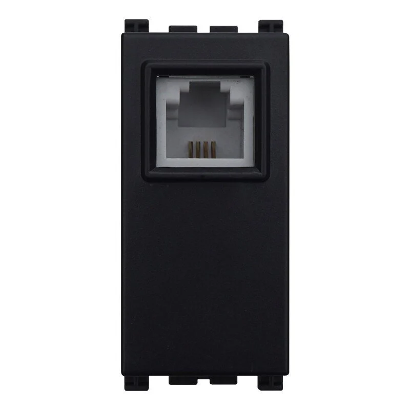 Connettore Telefonica Presa RJ11 Colore Nero Compatibile Con Vimar Arkè