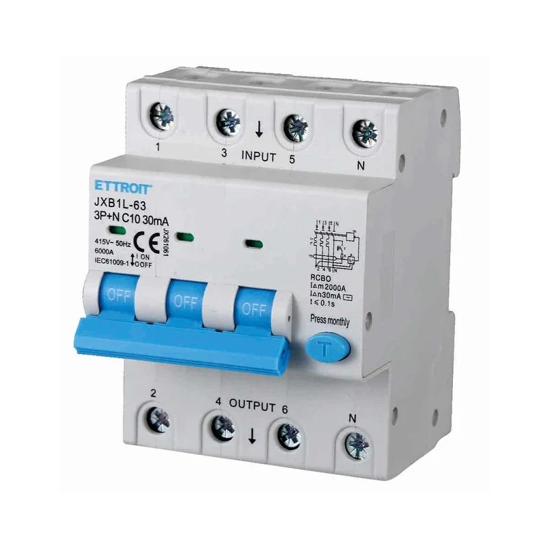 Interruttore Magnetotermico Differenziale 3P+N 10A 6KA 30mA 380V Occupa 4 Moduli DIN - Image 2