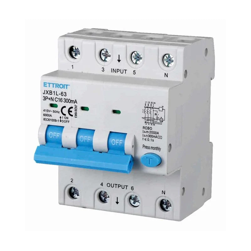 Interruttore Magnetotermico Differenziale 3P+N 16A 6KA 300mA 380V Occupa 4 Moduli DIN - Image 2