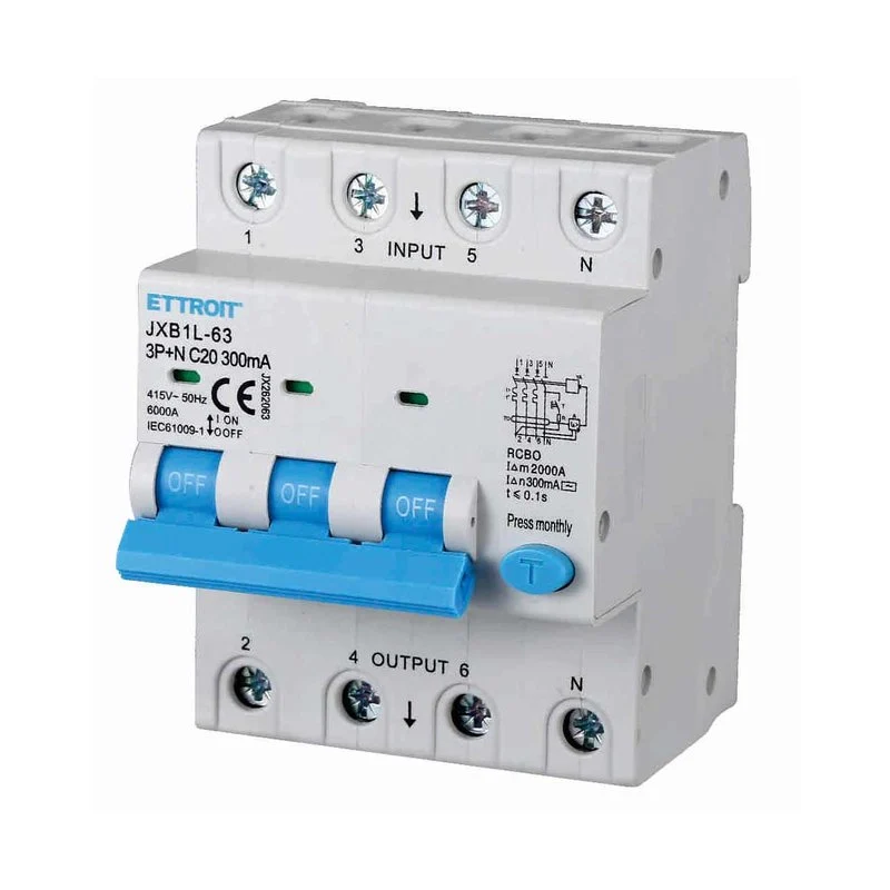 Interruttore Magnetotermico Differenziale 3P+N 20A 6KA 300mA 380V Occupa 4 Moduli DIN - Image 2