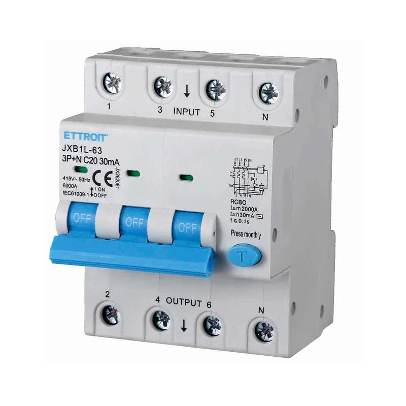 Interruttore Magnetotermico Differenziale 3P+N 20A 6KA 30mA 380V Occupa 4 Moduli DIN - Image 2