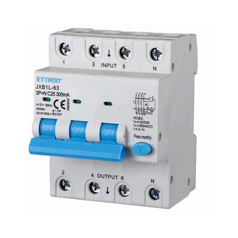 Interruttore Magnetotermico Differenziale 3P+N 25A 6KA 300mA 380V Occupa 4 Moduli DIN - Image 2
