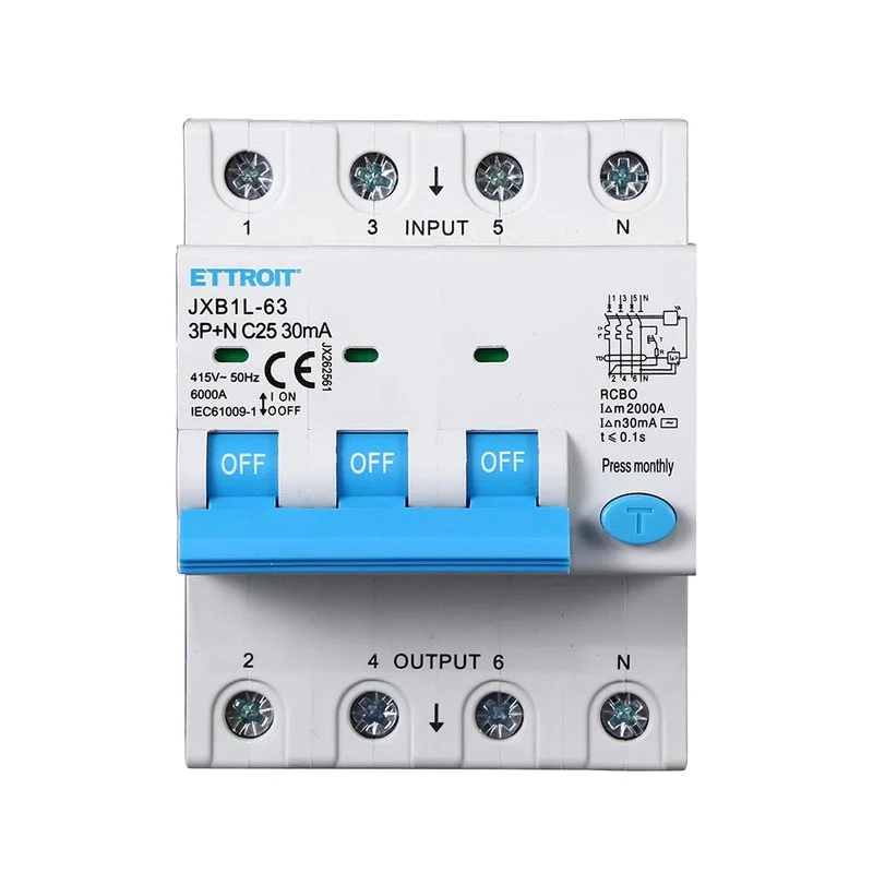 Interruttore Magnetotermico Differenziale 3P+N 25A 6KA 30mA 380V Occupa 4 Moduli DIN - Image 2