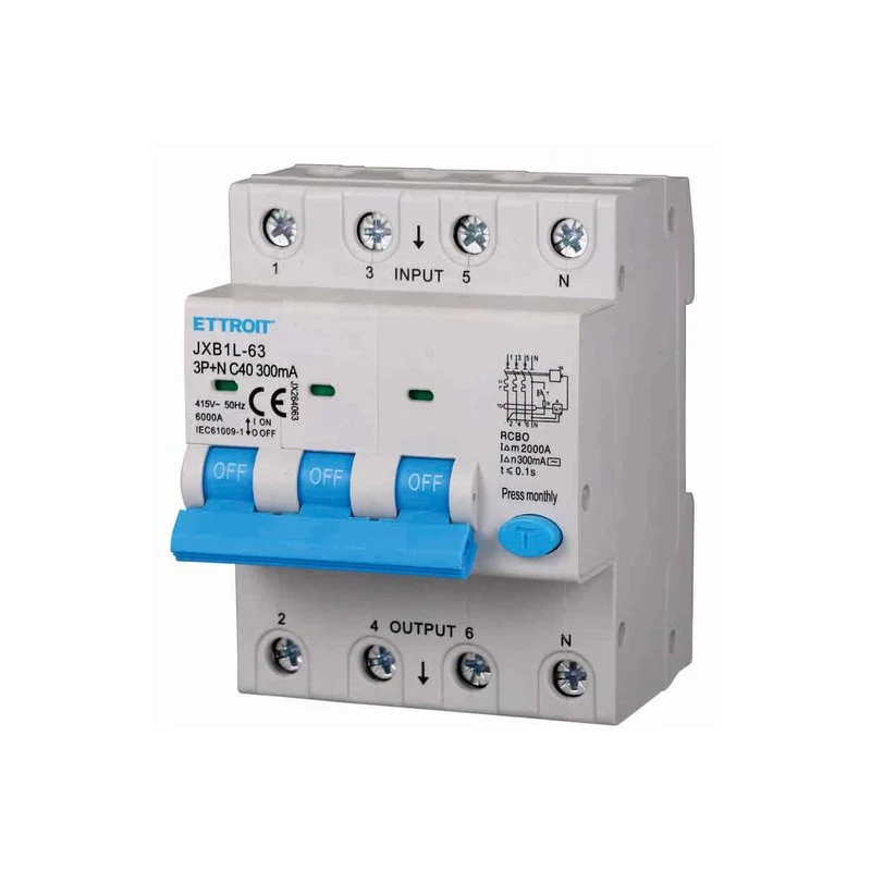 Interruttore Magnetotermico Differenziale 3P+N 40A 6KA 300mA 380V Occupa 4 Moduli DIN - Image 3