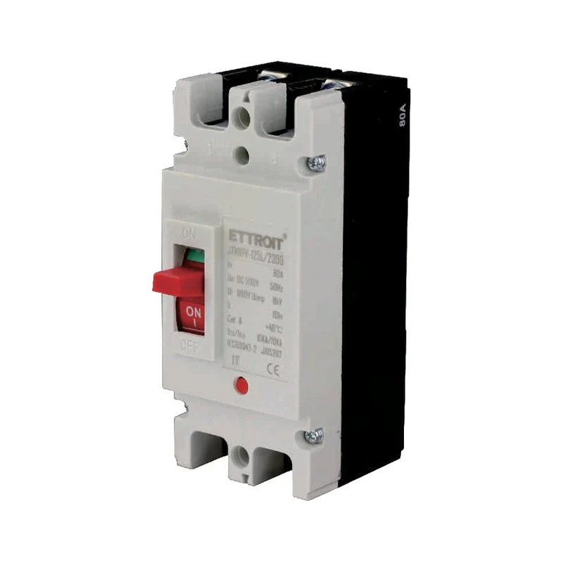 MCCB Interruttori Scatolati Magnetotermici DC Fotovoltaico 2P 10kA 80A DC 500V IP20 IEC60947-2 - Image 3