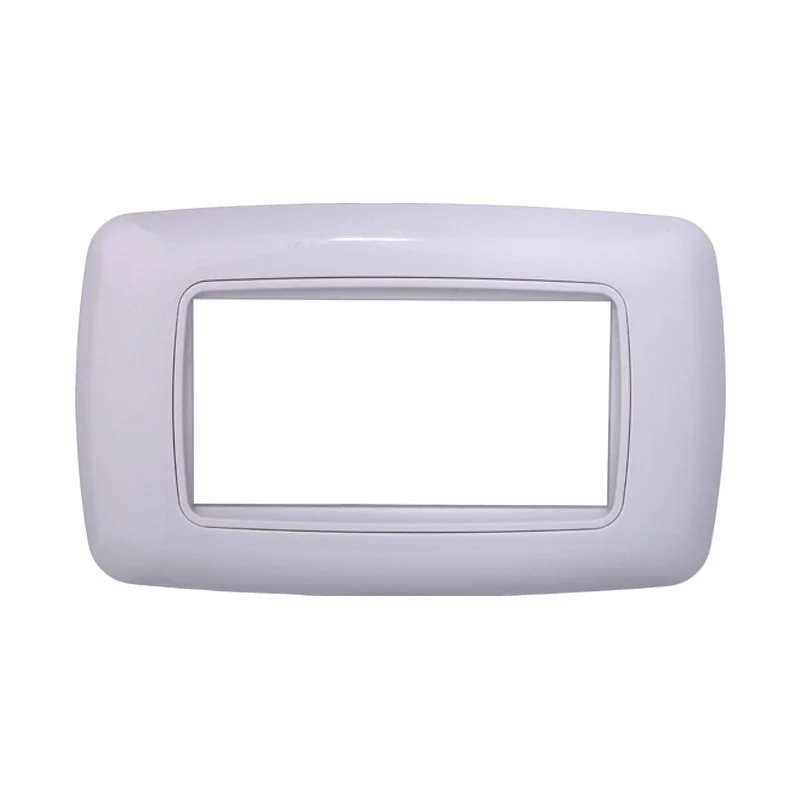 Placca Plastica Bombata Serie Space 4P Colore Bianco Completo Compatibile Con Bticino Living International