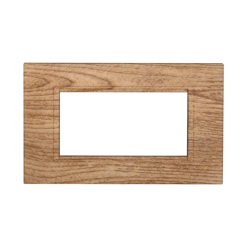 Placca Plastica Quadrata Serie Space 4P Colore Legno Chiaro Compatibile Con Bticino Living Light