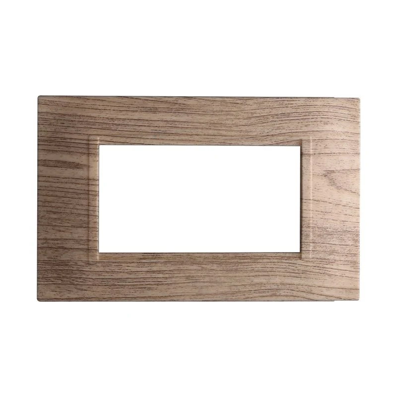 Placca Plastica Quadrata Serie Space 4P Colore Legno Scuro Compatibile Con Bticino Living Light