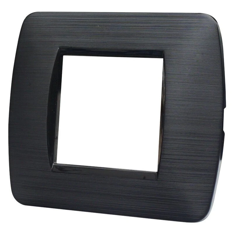 Placca Plastica Serie Space 2P Colore Nero Satinato Compatibile Con Bticino Living Light - Image 3