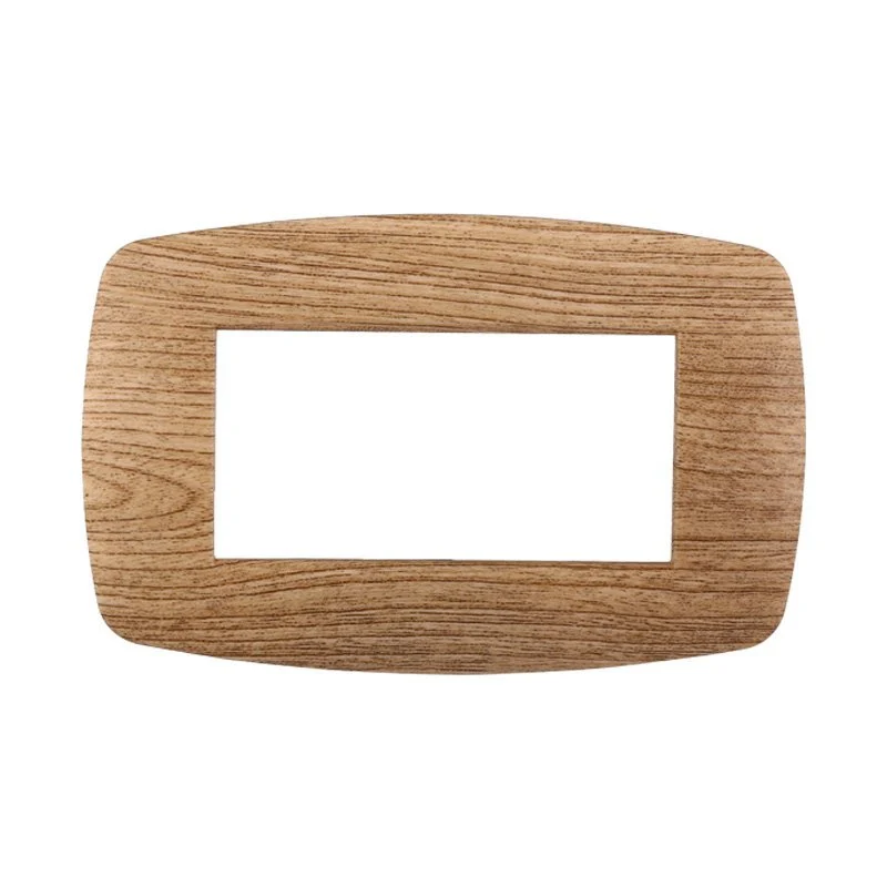 Placca Slim Serie Space 4P Colore Legno Scuro Compatibile Con Bticino Living Light