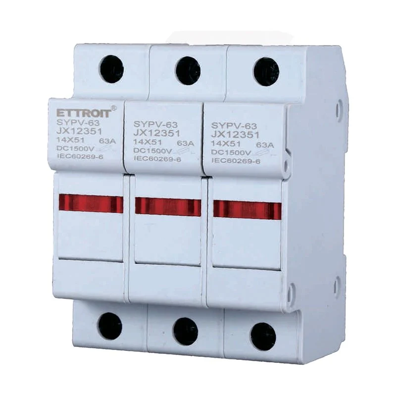 Portafusibile Modulare DC Fotovoltaico 3P 3M D14X51mm 63A DC 1000V IP20 IEC60269-6 - Image 3