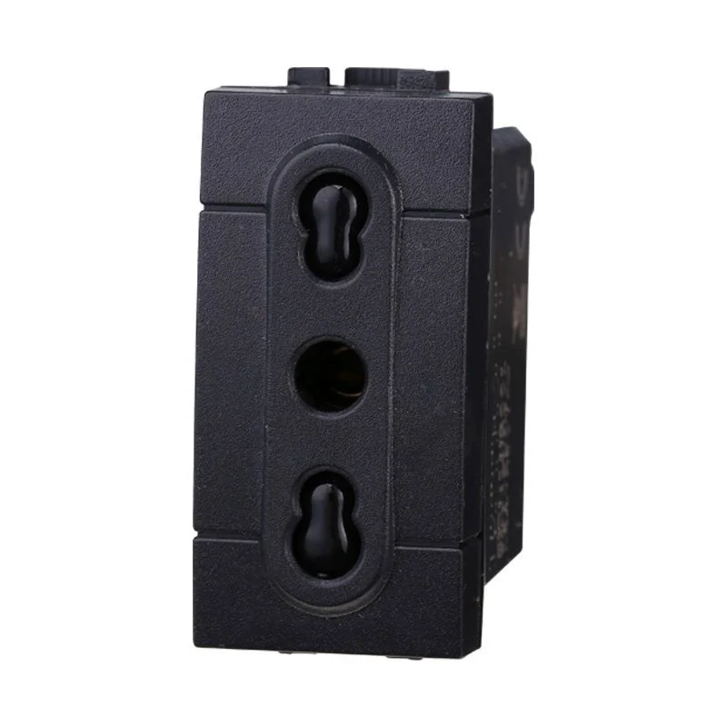 Presa Bipasso Bivalente 2P+T 10/16A Colore Nero Compatibile Con Bticino Living International