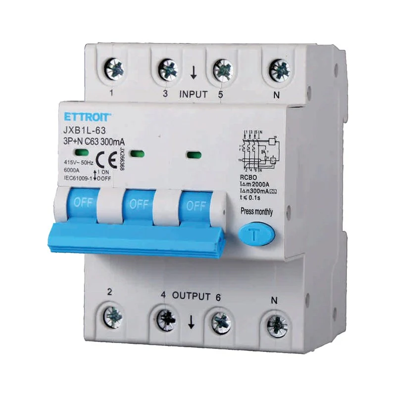 RCBO Interruttore Magnetotermico Differenziale Tipo A Curva C 3P+N 4M 6000A 300mA C63A AC 400V IP20 IEC61009-1 - Image 3