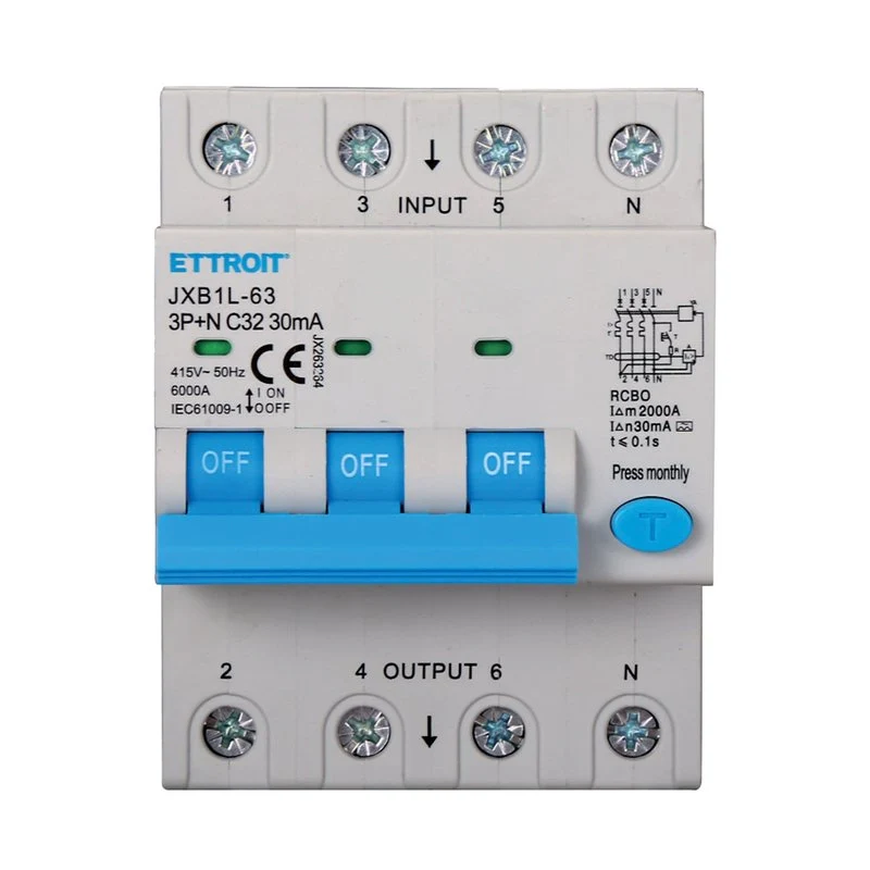 RCBO Interruttore Magnetotermico Differenziale Tipo A Curva C 3P+N 4M 6000A 30mA C32A AC 400V IP20 IEC61009-1 - Image 3