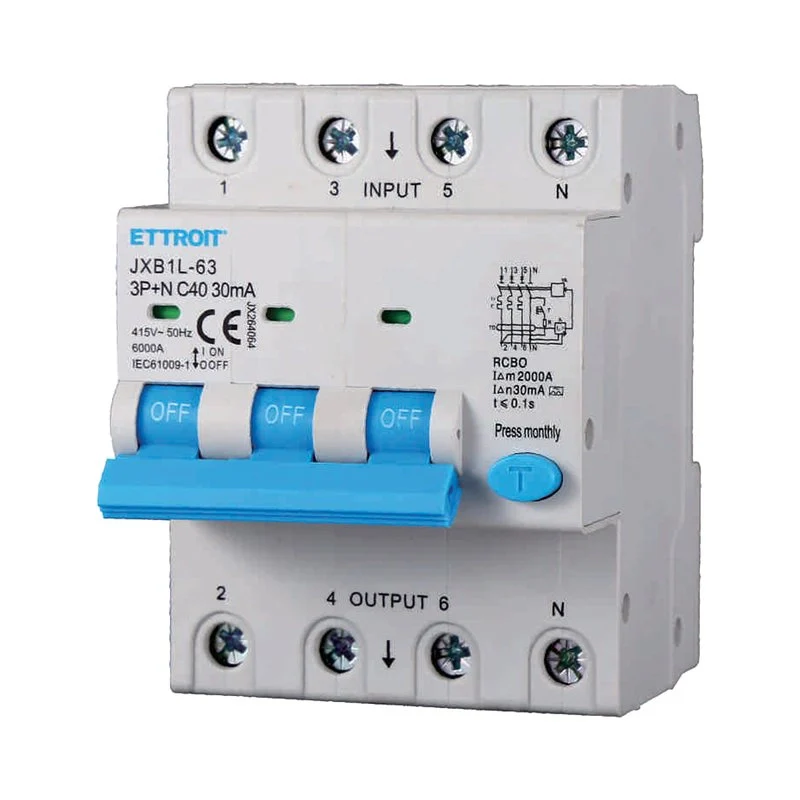 RCBO Interruttore Magnetotermico Differenziale Tipo A Curva C 3P+N 4M 6000A 30mA C40A AC 400V IP20 IEC61009-1 - Image 3