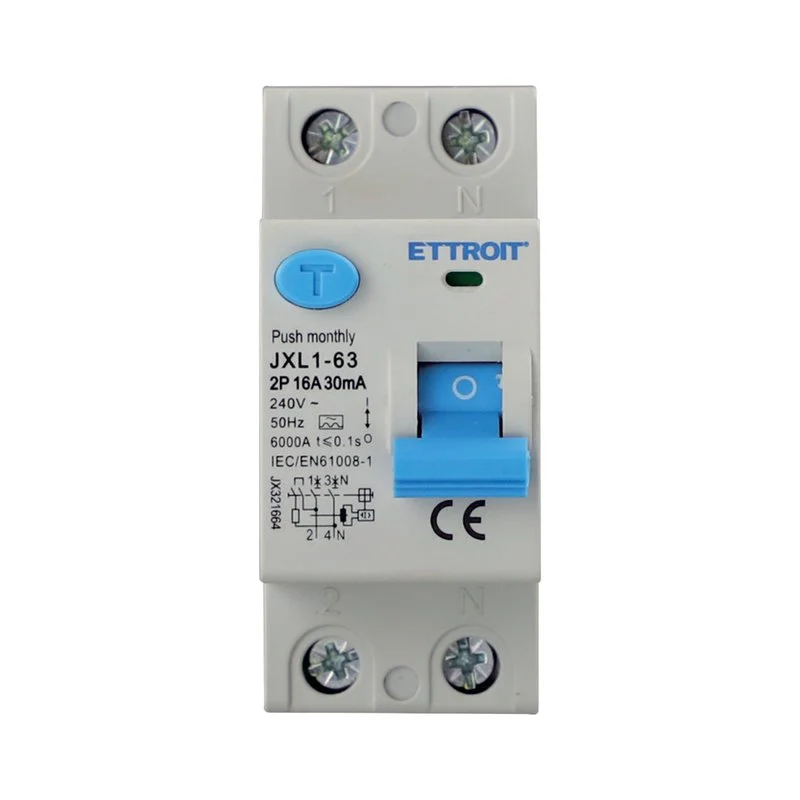RCCB Interruttore Differenziale Puro Tipo A 1P+N 2M 6000A 30mA 16A AC 230V IP20 IEC61008-1