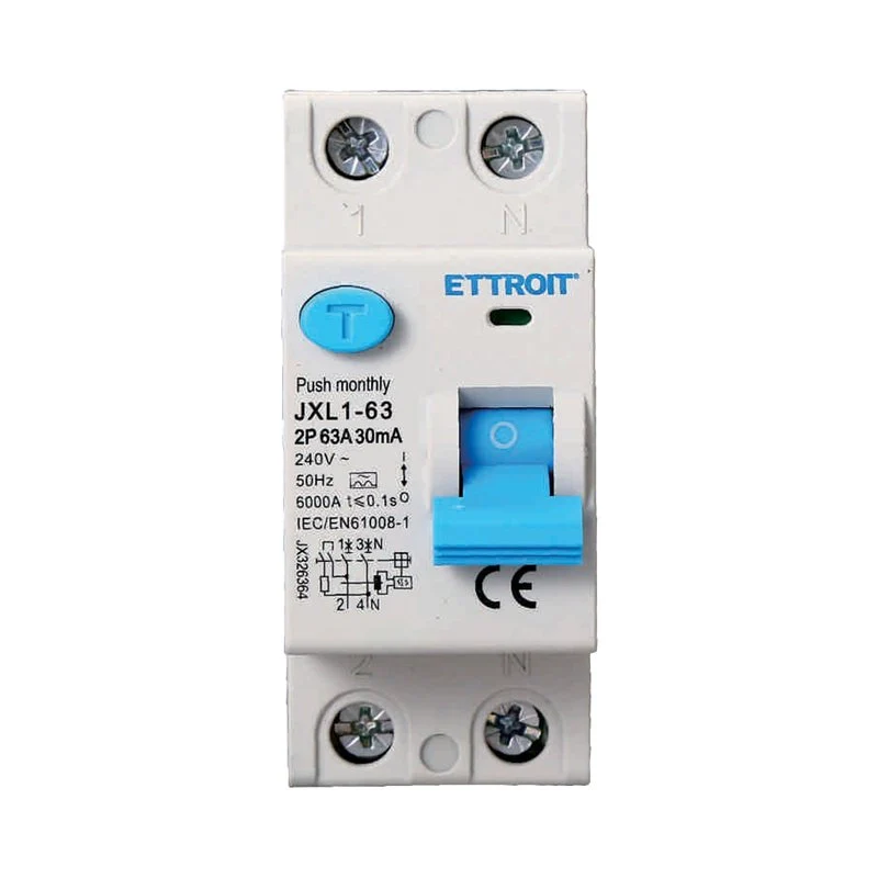 RCCB Interruttore Differenziale Puro Tipo A 1P+N 2M 6000A 30mA 63A AC 230V IP20 IEC61008-1