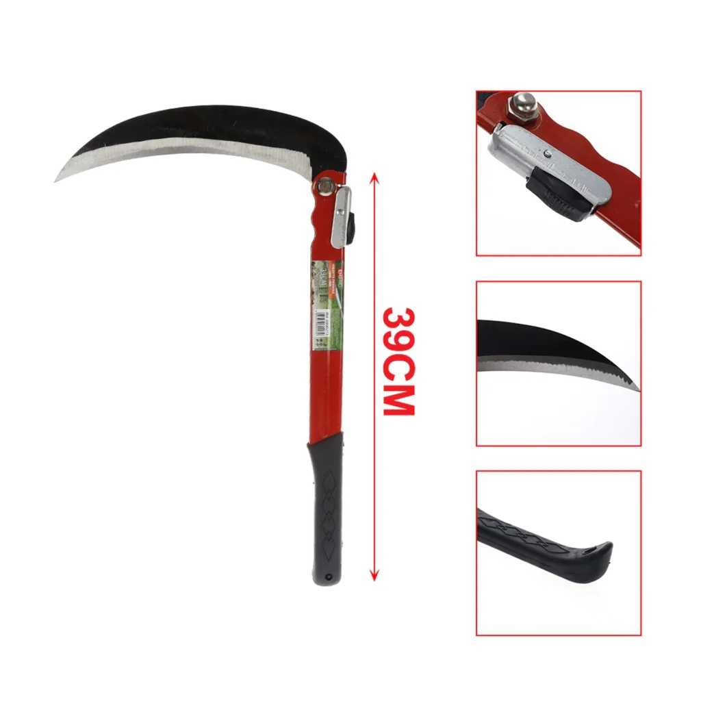Falce Pieghevole 39cm Lama 21cm Alto Giardinaggio Multiuso Falce da Erba per Diserbo Falce di Sicurezza Portatile per Escursionismo di Emergenza Attrezzi - Image 3