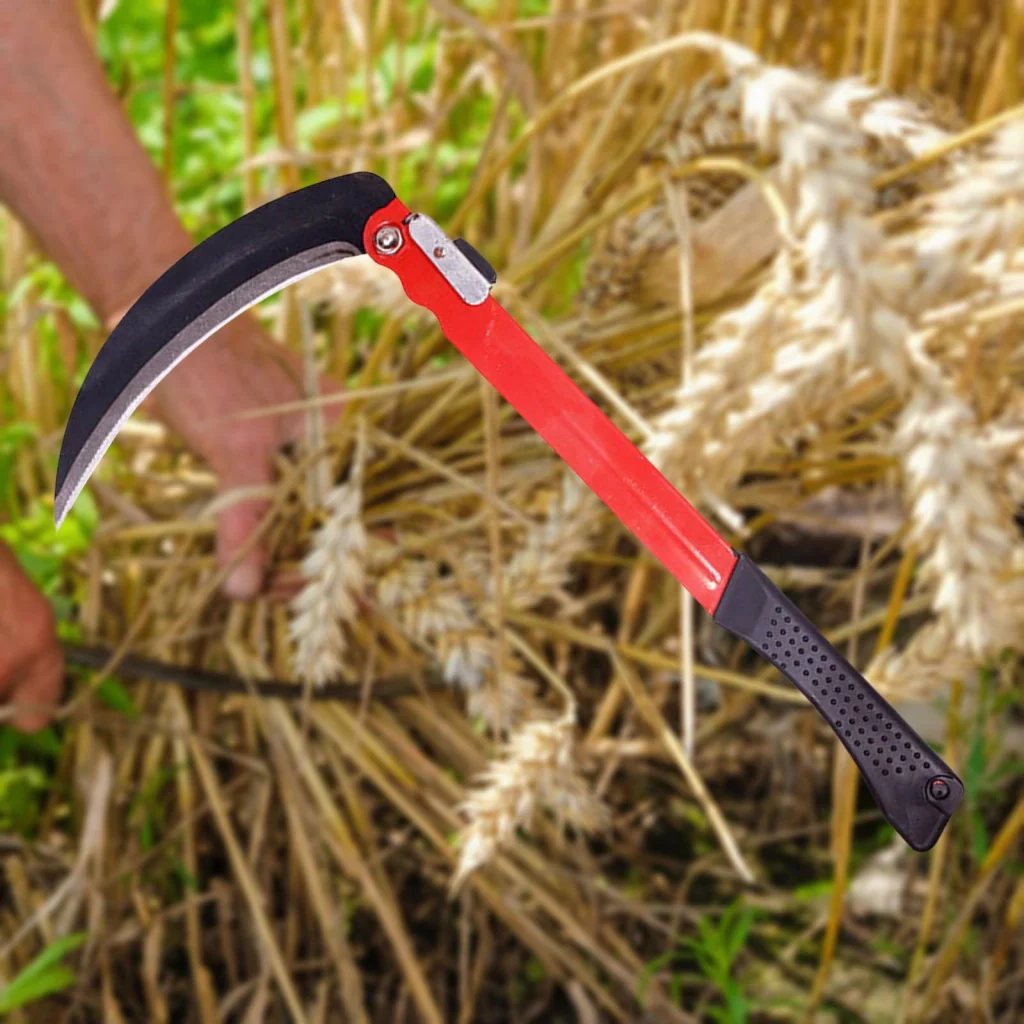 Falce Pieghevole 39cm Lama 21cm Alto Giardinaggio Multiuso Falce da Erba per Diserbo Falce di Sicurezza Portatile per Escursionismo di Emergenza Attrezzi - Image 6