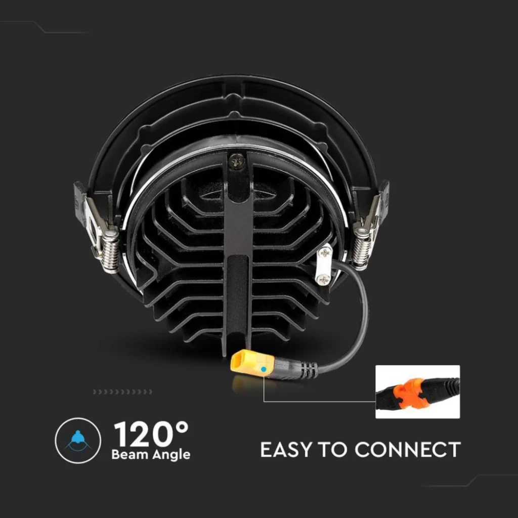 Faretto Led COB da Incasso 10W 3000K Rotondo Riflettore Orientabile Carcassa Nera Chip Samsung SKU-2120051 - Image 6