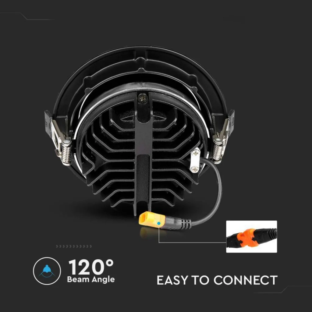 Faretto Led COB da Incasso 30W 4000K Rotondo Riflettore Orientabile Carcassa Nera Chip Samsung SKU-2120058 - Image 6
