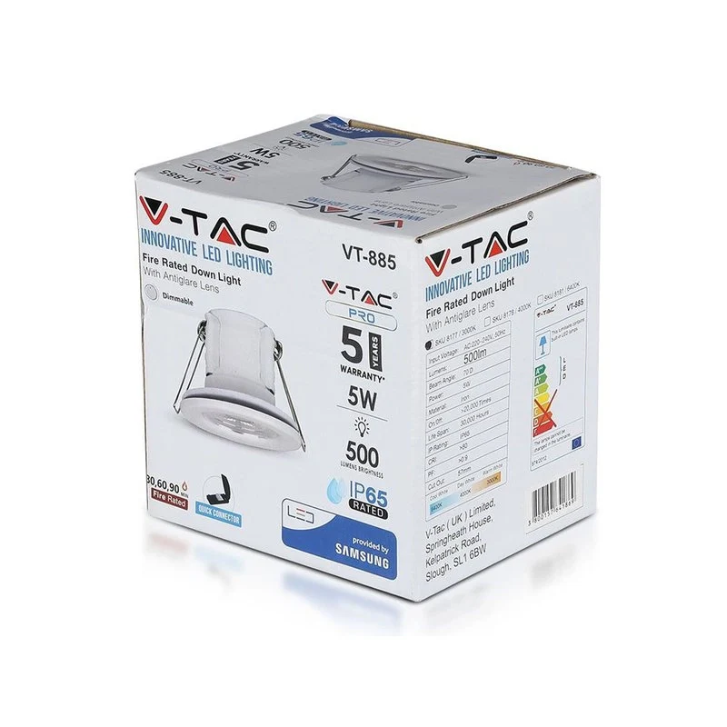 Faretto Led da Incasso Dimmerabile 5W 6400K Colore Bianco IP65 Resistente al Fuoco Senza Driver SKU-8181 - Image 3